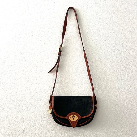 Dooney & Bourke Handbags - Dooney & Bourke authentic vintage bag yellow stitching allweather leather black